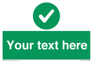 Custom green background, green circle with tick